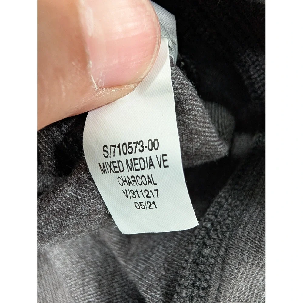 Banana Republic Mens Gray Mixed Media Puffer Vest Large Full Zip Mock Neck